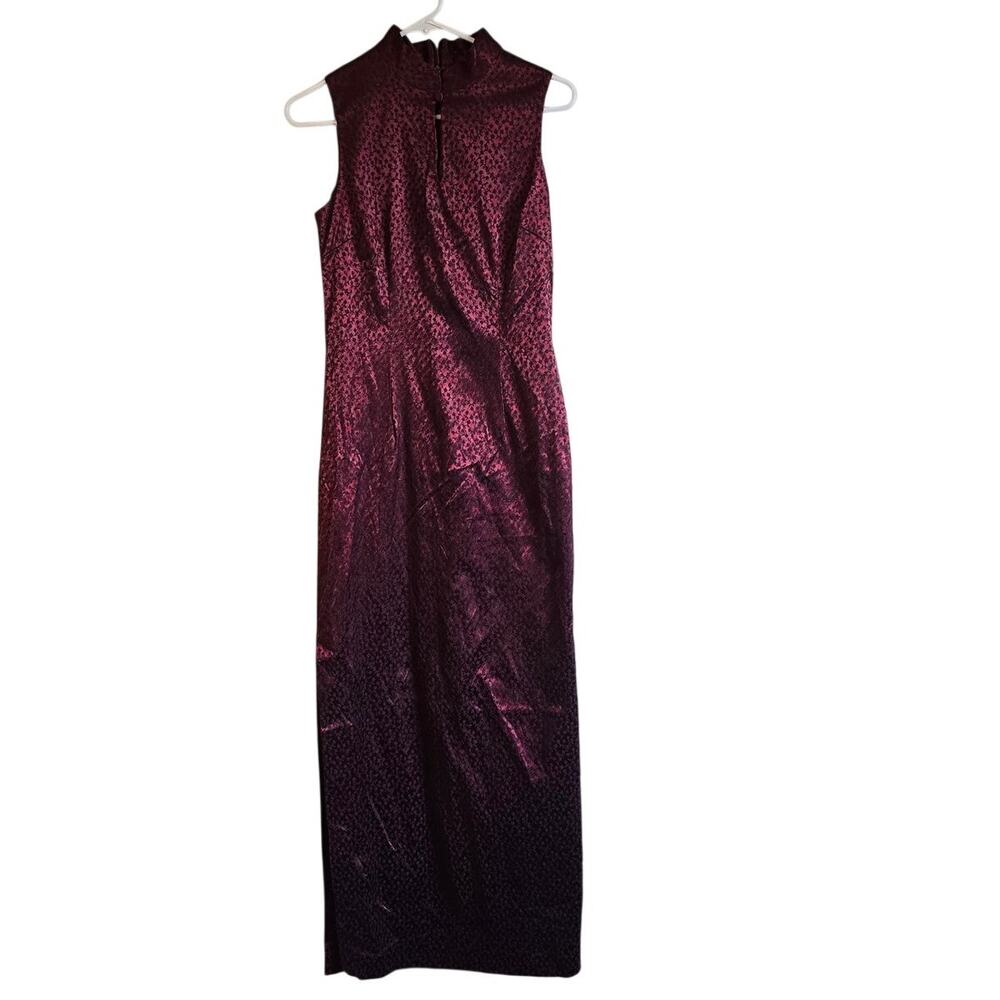 Vintage y2k red & black velvet brocade asian inspired maxi dress size 10